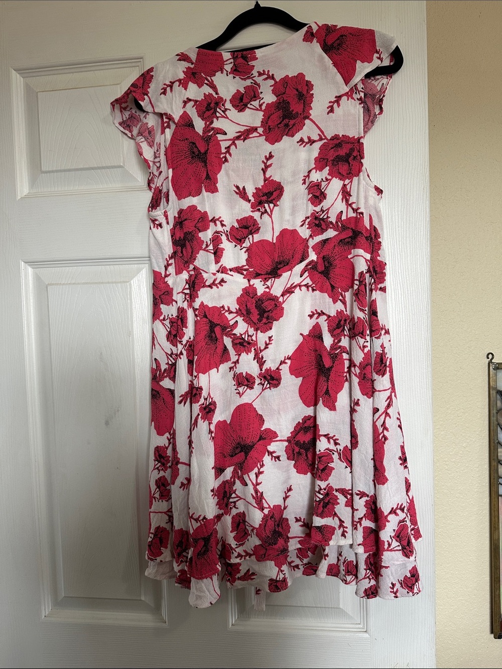 Free People White and Red Floral Wrap Midi Dress - Picture 3 of 7